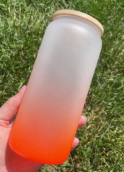 16oz Frosted Ombré Glass Cans