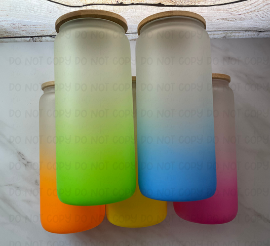 16oz Frosted Ombré Glass Cans